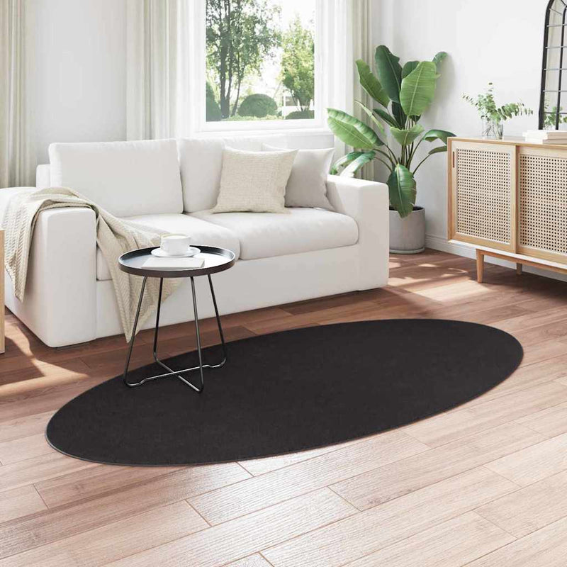 Load image into Gallery viewer, Vidaxl vloerkleden ovaal huarte zwart 100 x 200 cm 100% polyester
