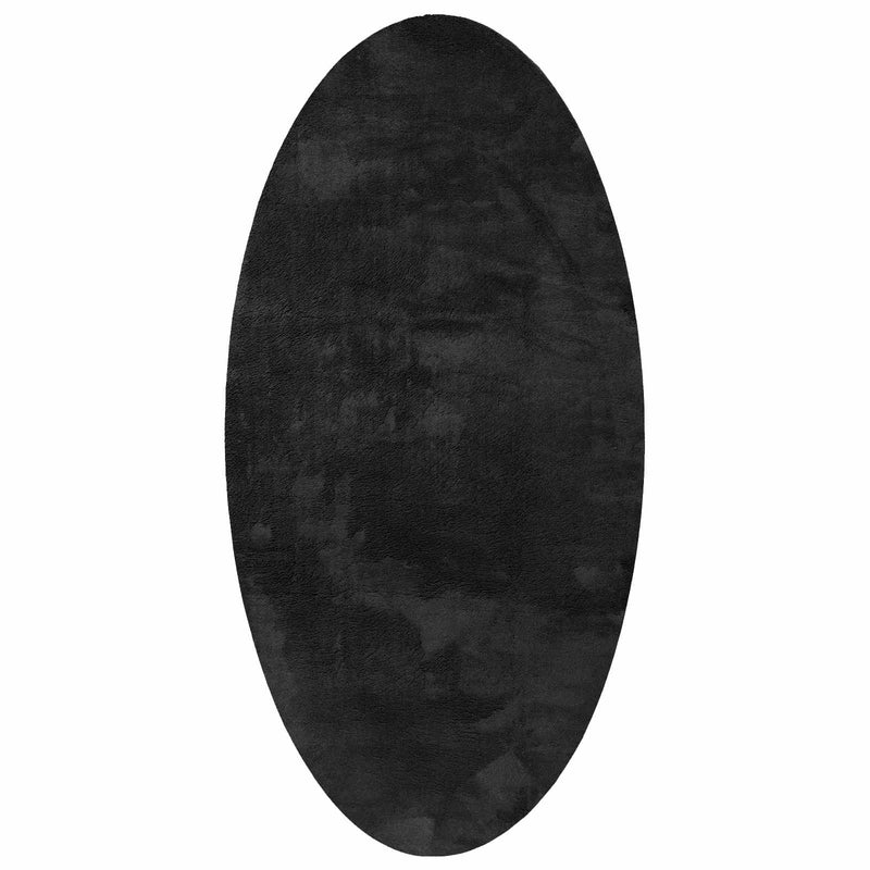 Load image into Gallery viewer, Vidaxl vloerkleden ovaal huarte zwart 100 x 200 cm 100% polyester
