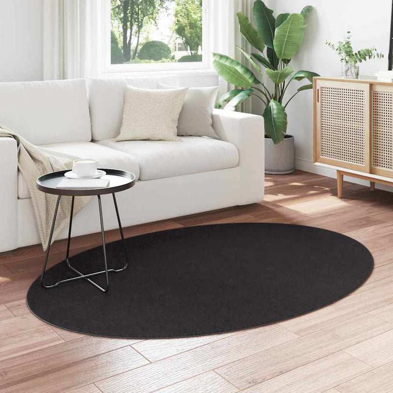 Load image into Gallery viewer, Vidaxl vloerkleden ovaal huarte zwart 120 x 170 cm 100% polyester
