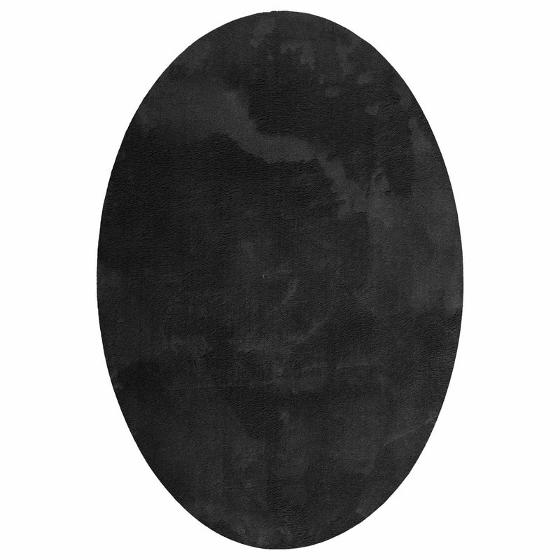 Load image into Gallery viewer, Vidaxl vloerkleden ovaal huarte zwart 140 x 200 cm 100% polyester
