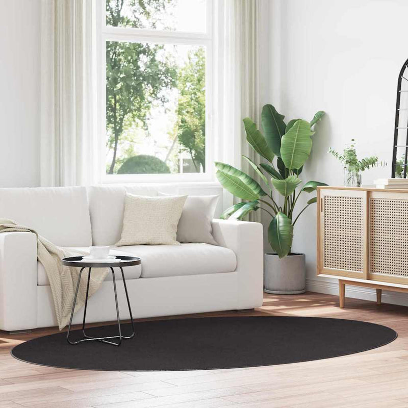 Load image into Gallery viewer, Vidaxl vloerkleden ovaal huarte zwart 160 x 230 cm 100% polyester

