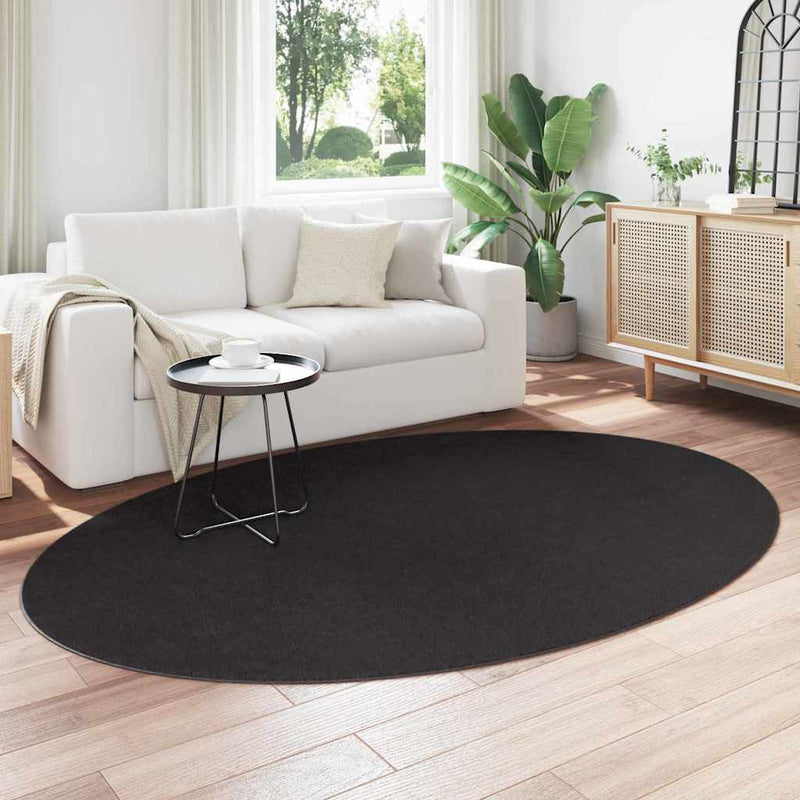 Load image into Gallery viewer, Vidaxl vloerkleden ovaal huarte zwart 160 x 230 cm 100% polyester
