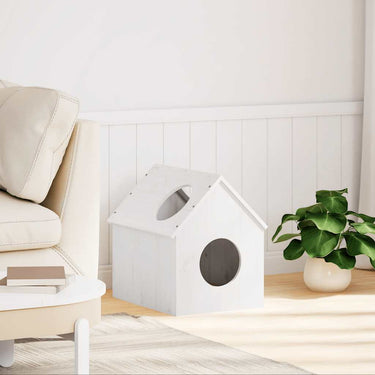 Vidaxl kattenhuis 41x50x50 cm massief grenenhout wit