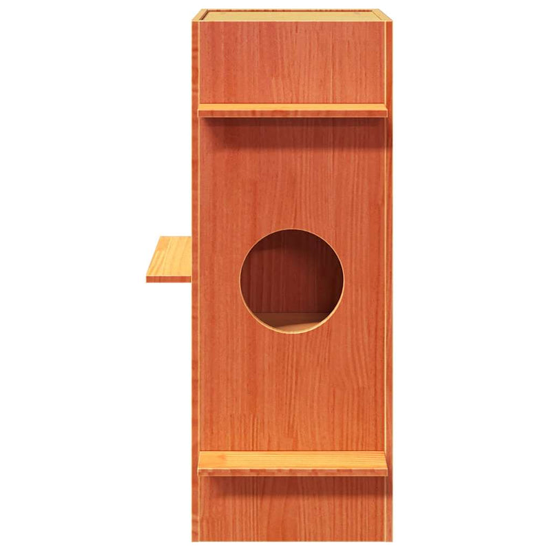 Load image into Gallery viewer, Vidaxl kattenhuis 43x43x90 cm massief grenenhout wasbruin
