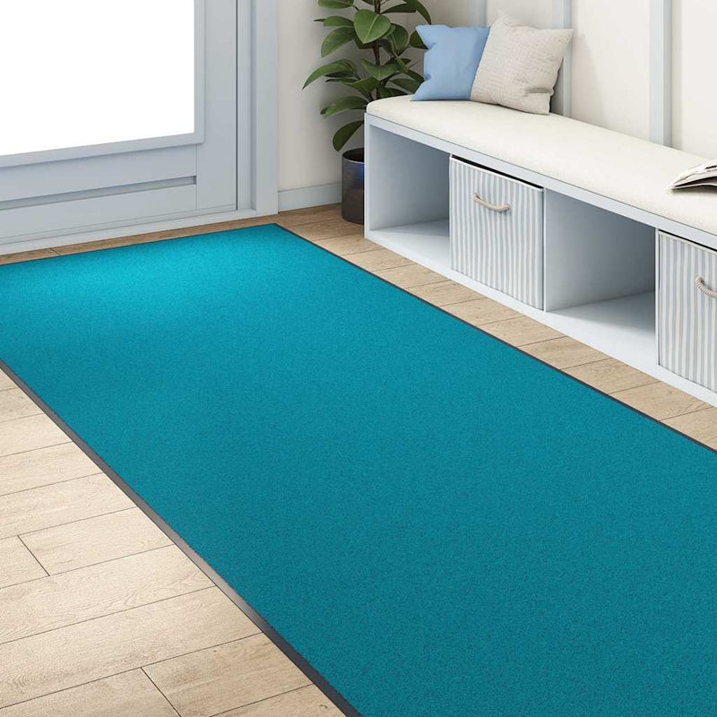 Load image into Gallery viewer, Vidaxl deurmat anders cyaan en zwart 120 x 250 cm polyamide en pvc
