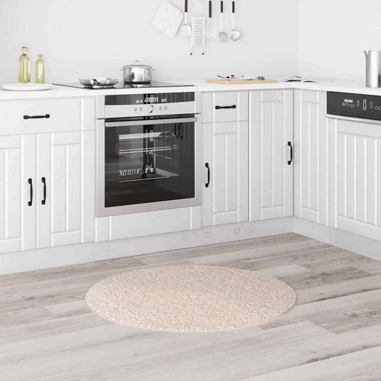 Vidaxl antislip shaggy tapijt crème 90 x 90 cm pp