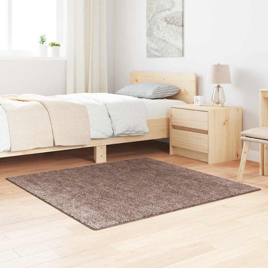 Vidaxl antislip shaggy tapijt bruin 120 x 120 cm pp