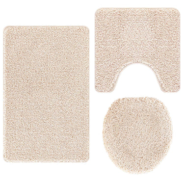Vidaxl antislip badmat set 3 pcs crème pp