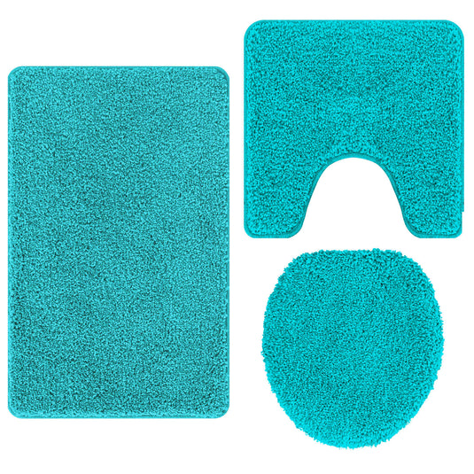 Vidaxl antislip badmat set 3 pcs turquoise pp