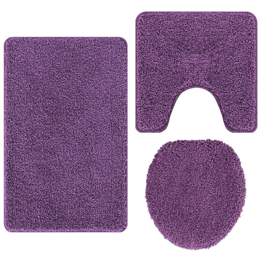 Vidaxl antislip badmat set 3 pcs paars pp