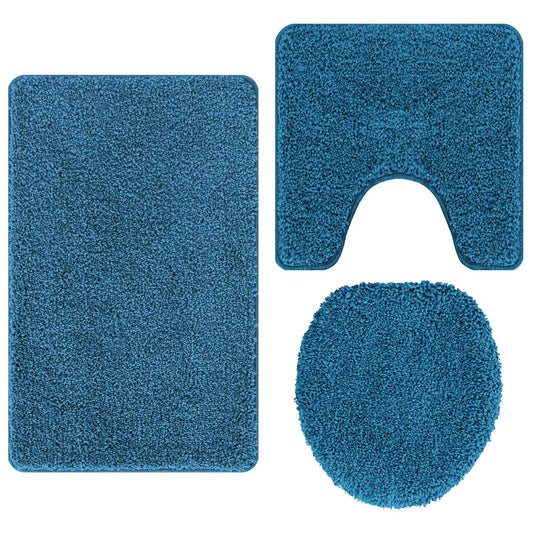 Vidaxl antislip badmat set 3 pcs blauw pp