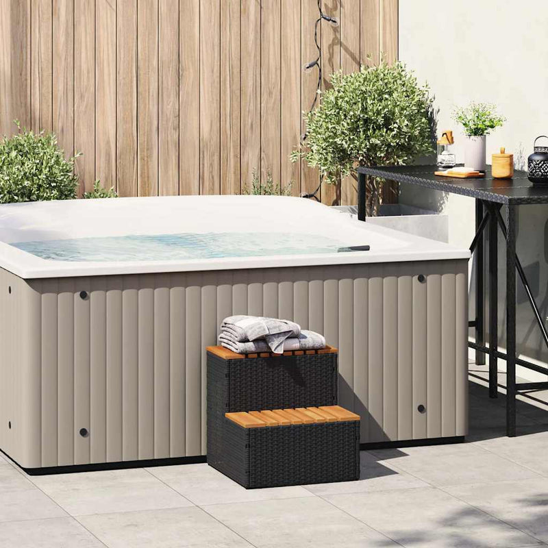 Load image into Gallery viewer, Vidaxl hottub-opstap 50x50x50,5cm poly rattan massief acaciahout zwart
