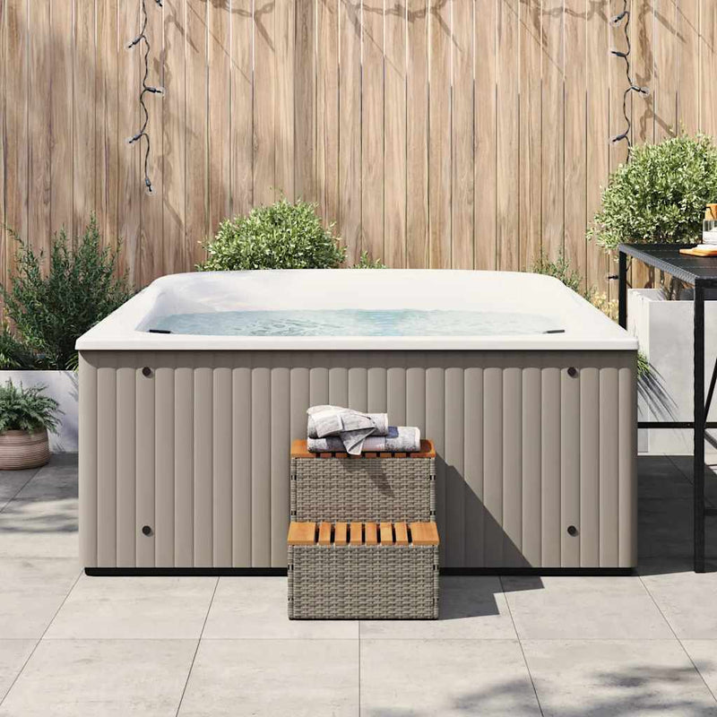Load image into Gallery viewer, Vidaxl hottub-opstap 50x50x50,5cm poly rattan massief acaciahout grijs
