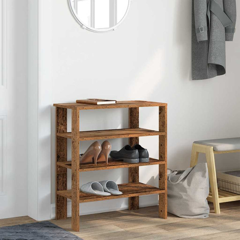 Load image into Gallery viewer, Vidaxl schoenenrek 61x32x70 cm bewerkt hout oud houtkleurig
