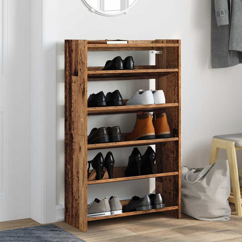 Load image into Gallery viewer, Vidaxl schoenenrek 60x25x100 cm bewerkt hout oud houtkleurig
