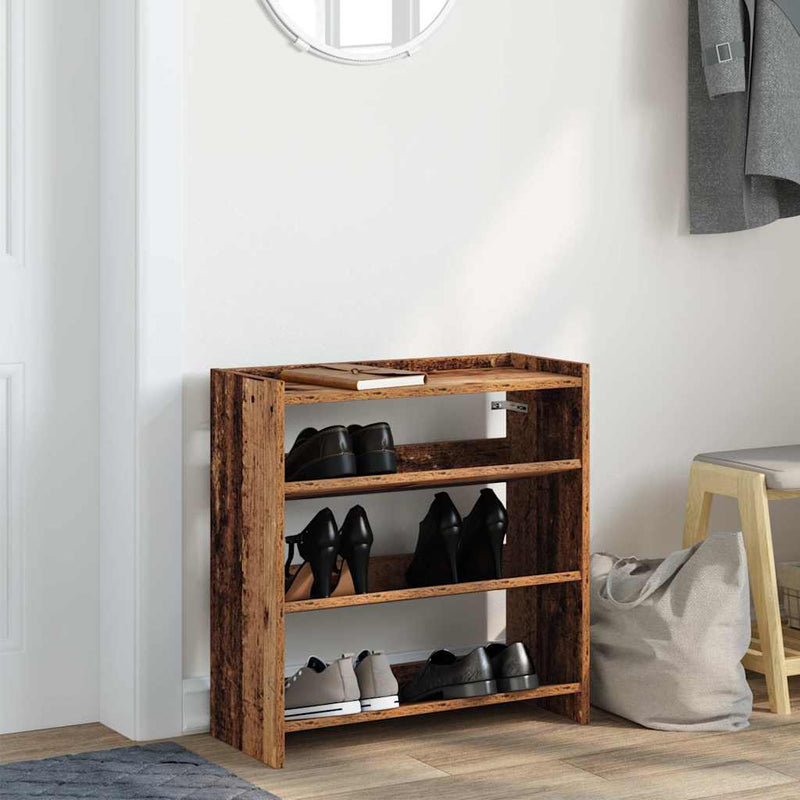 Load image into Gallery viewer, Vidaxl schoenenrek 60x25x62 cm bewerkt hout oud houtkleurig
