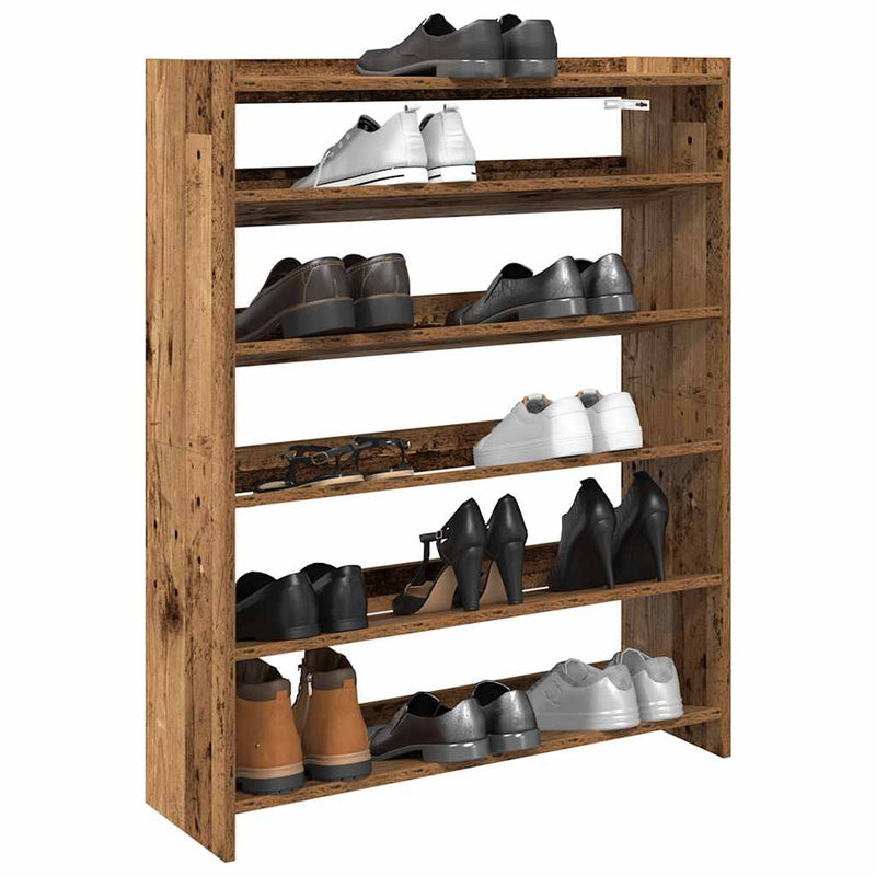 Load image into Gallery viewer, Vidaxl schoenenrek 80x25x100 cm bewerkt hout oud houtkleurig
