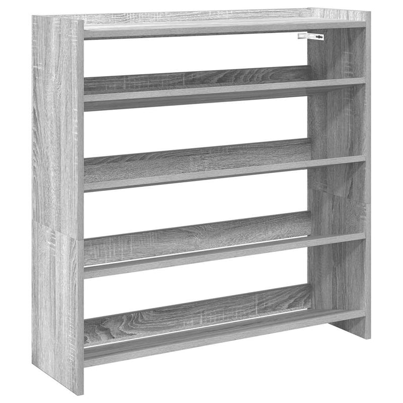 Load image into Gallery viewer, Vidaxl schoenenrek 80x25x81 cm bewerkt hout grijs sonoma eikenkleur
