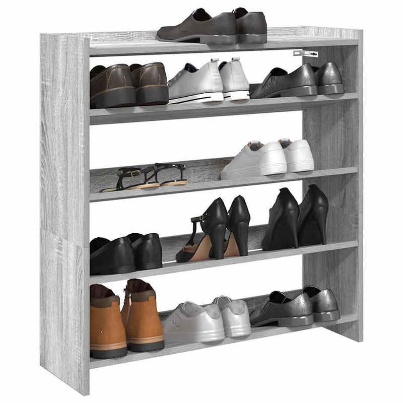 Load image into Gallery viewer, Vidaxl schoenenrek 80x25x81 cm bewerkt hout grijs sonoma eikenkleur
