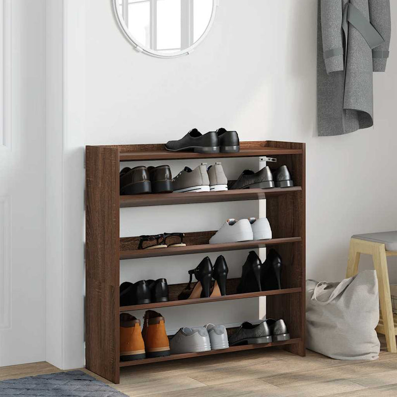 Load image into Gallery viewer, Vidaxl schoenenrek 80x25x81 cm bewerkt hout bruin eikenkleur
