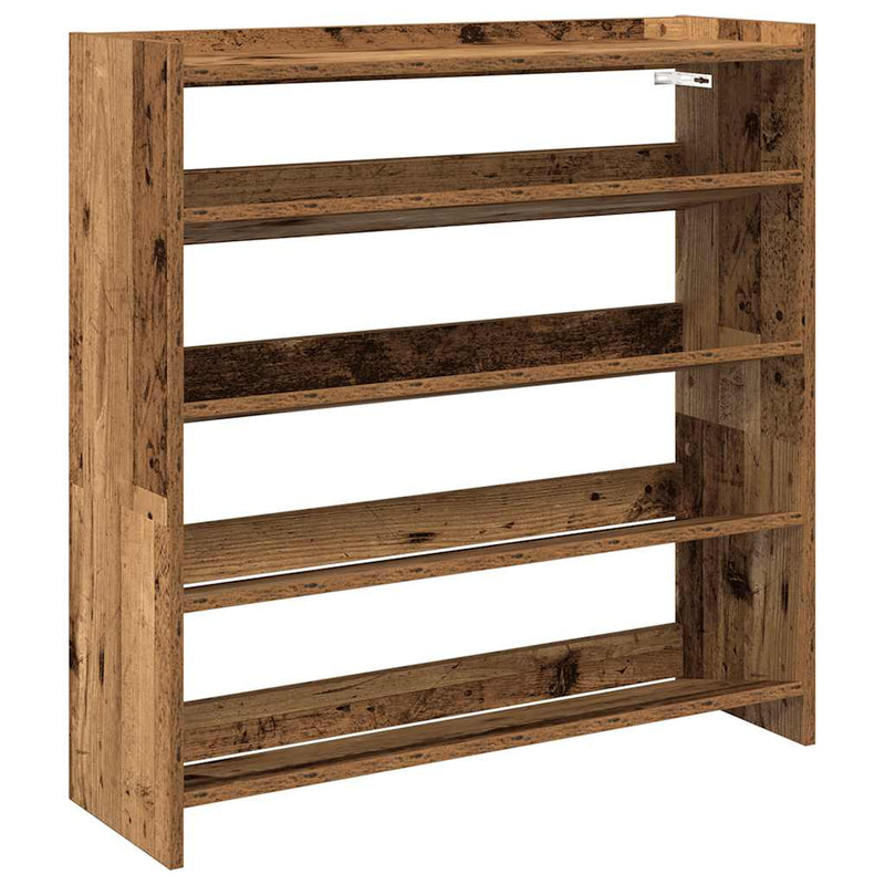 Load image into Gallery viewer, Vidaxl schoenenrek 80x25x81 cm bewerkt hout oud houtkleurig
