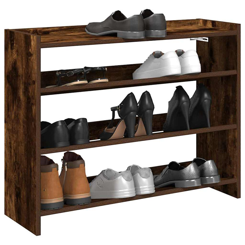 Load image into Gallery viewer, Vidaxl schoenenrek 80x25x62 cm bewerkt hout gerookt eikenkleurig
