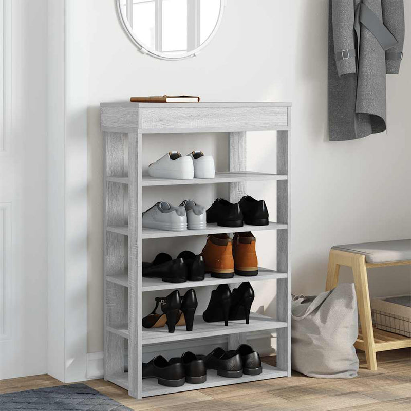 Afbeelding laden in galerijviewer, Vidaxl schoenenrek 60x30x98 cm bewerkt hout grijs sonoma

