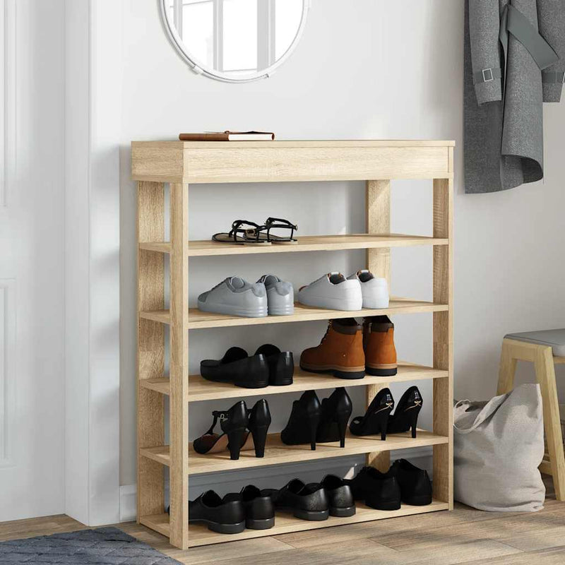 Load image into Gallery viewer, Vidaxl schoenenrek 80x30x98 cm bewerkt hout sonoma eikenkleurig
