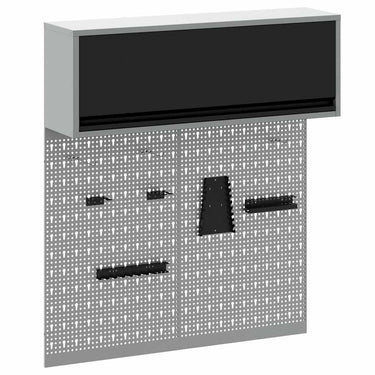 Vidaxl gereedschapskast set met plank 3 pcs zwart gepoedercoat staal