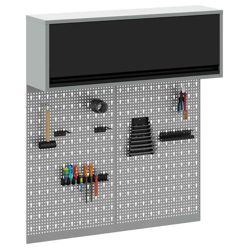 Load image into Gallery viewer, Vidaxl gereedschapskast set met plank 3 pcs zwart gepoedercoat staal
