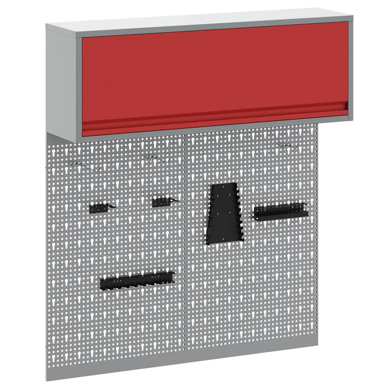 Load image into Gallery viewer, Vidaxl gereedschapskast set met plank 3 pcs rood gepoedercoat staal
