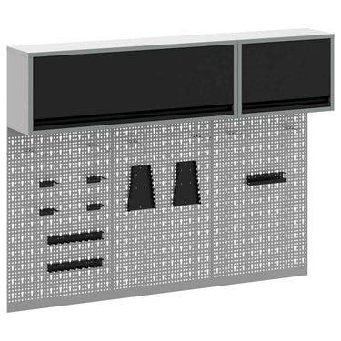 Vidaxl gereedschapskast set met plank 5 pcs zwart gepoedercoat staal