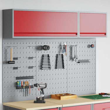 Vidaxl gereedschapskast set met plank 5 pcs rood gepoedercoat staal