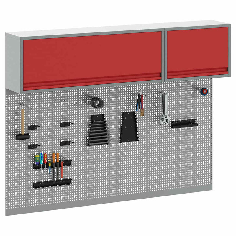 Load image into Gallery viewer, Vidaxl gereedschapskast set met plank 5 pcs rood gepoedercoat staal
