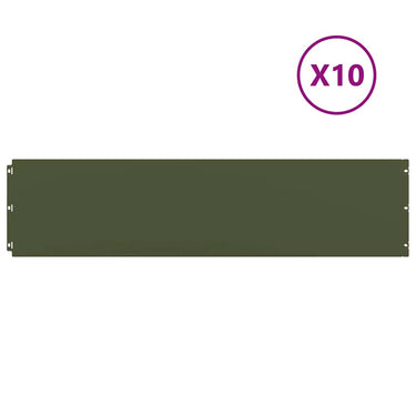Vidaxl gazonranden 10 st 25x103 cm koudgewalst staal olijfgroen