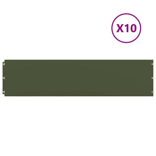 Vidaxl gazonranden 10 st 25x103 cm koudgewalst staal olijfgroen