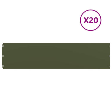 Vidaxl gazonranden 20 st 25x103 cm koudgewalst staal olijfgroen