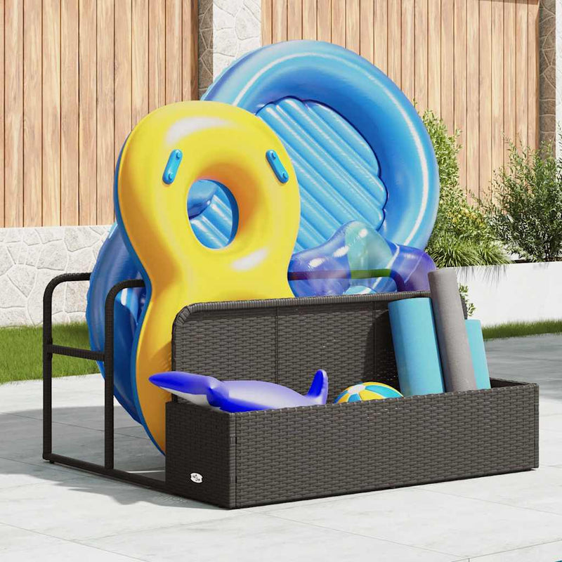 Load image into Gallery viewer, Vidaxl opbergzak voor aan het zwembad, zwart, 110x100x57 cm, polyrotan
