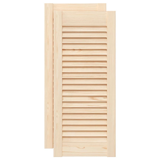 Vidaxl kastdeuren met lamellen 2 st 69x29,5 cm massief grenenhout