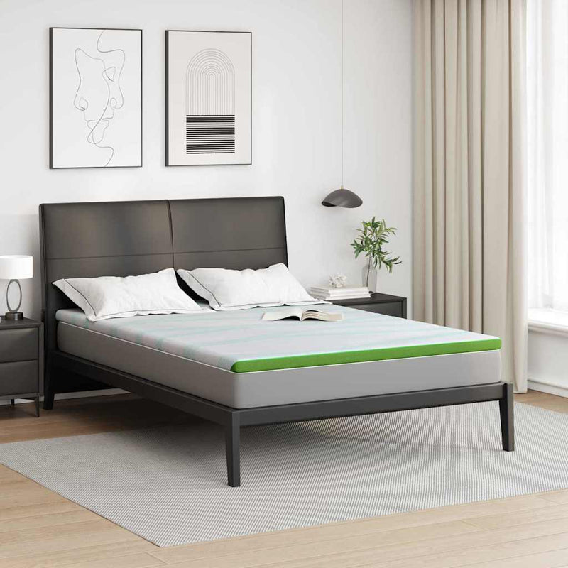 Load image into Gallery viewer, Vidaxl matrastopper wit en groen 160 x 200 cm jacquard stof

