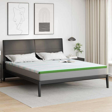 Vidaxl matrastopper wit en groen 200 x 200 cm jacquard stof