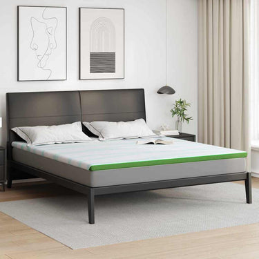 Vidaxl matrastopper wit en groen 200 x 200 cm jacquard stof