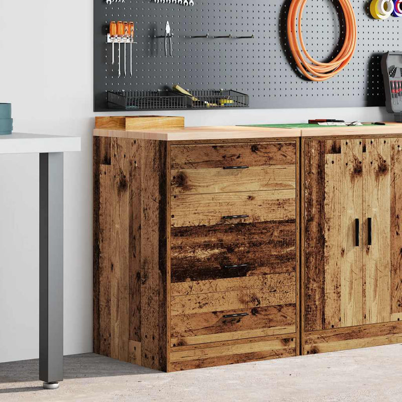 Load image into Gallery viewer, Vidaxl garagekast 60x51x85 cm massief grenenhout oud hout
