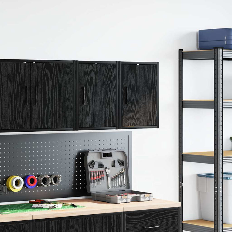 Load image into Gallery viewer, Vidaxl garagewandkasten 2 st spaanplaat zwart
