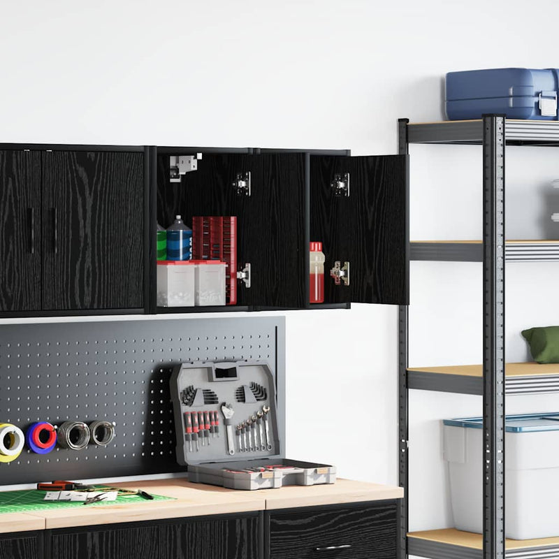 Load image into Gallery viewer, Vidaxl garagewandkasten 2 st spaanplaat zwart
