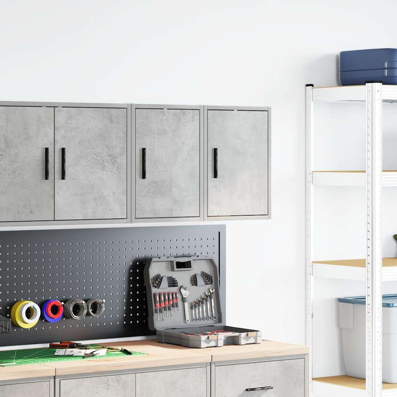 Load image into Gallery viewer, Vidaxl garagewandkasten 2 st bewerkt hout betongrijs
