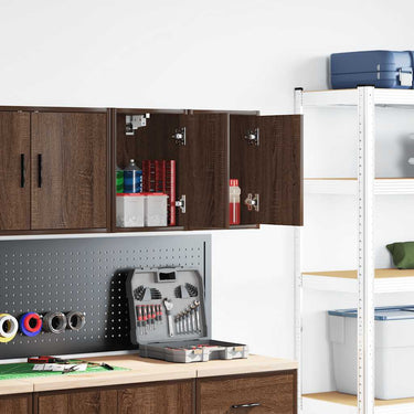 Vidaxl garagewandkasten 2 st spaanplaat bruin eiken