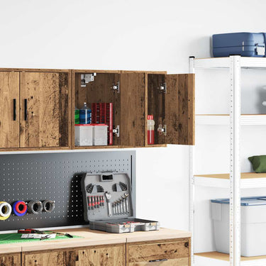Vidaxl garage wandkasten 2 st bewerkt hout oud hout