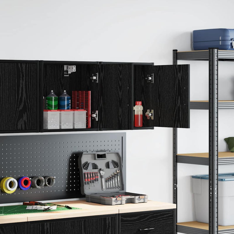Load image into Gallery viewer, Vidaxl garagewandkasten 2 st spaanplaat zwart
