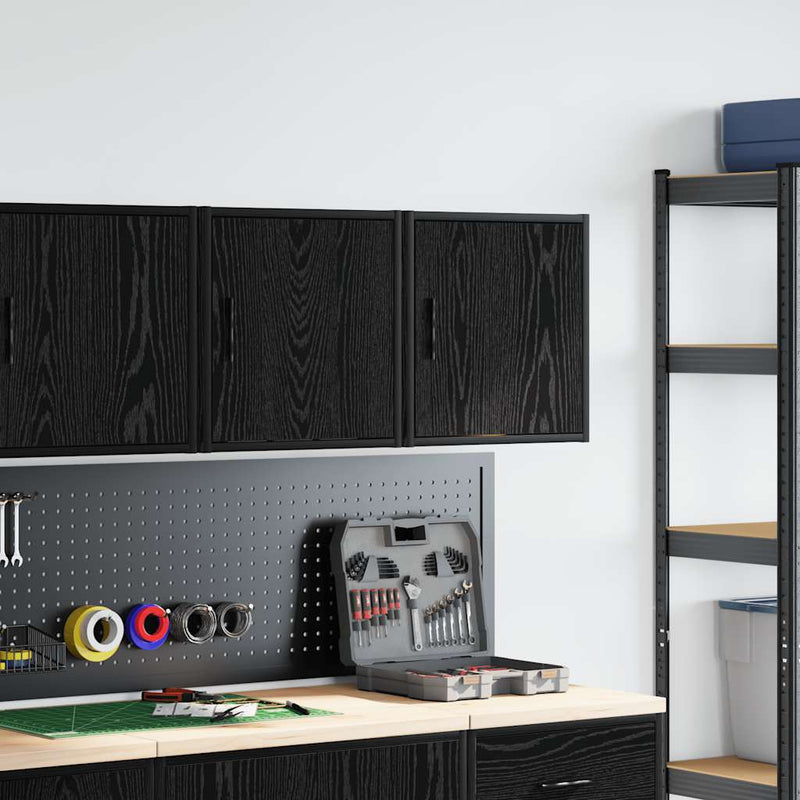 Load image into Gallery viewer, Vidaxl garagewandkasten 2 st spaanplaat zwart
